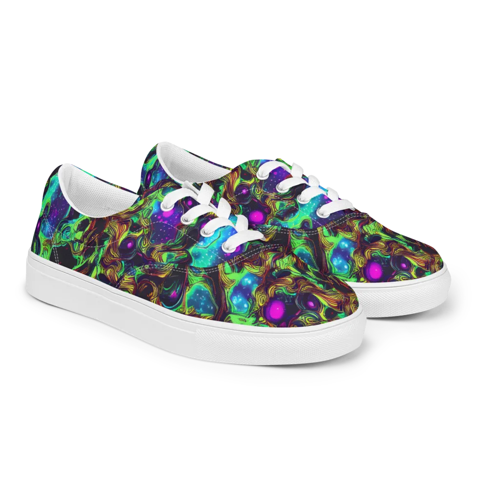 Acid Reef Reverie on Men's Lace-Up Canvas Shoes — Right Front