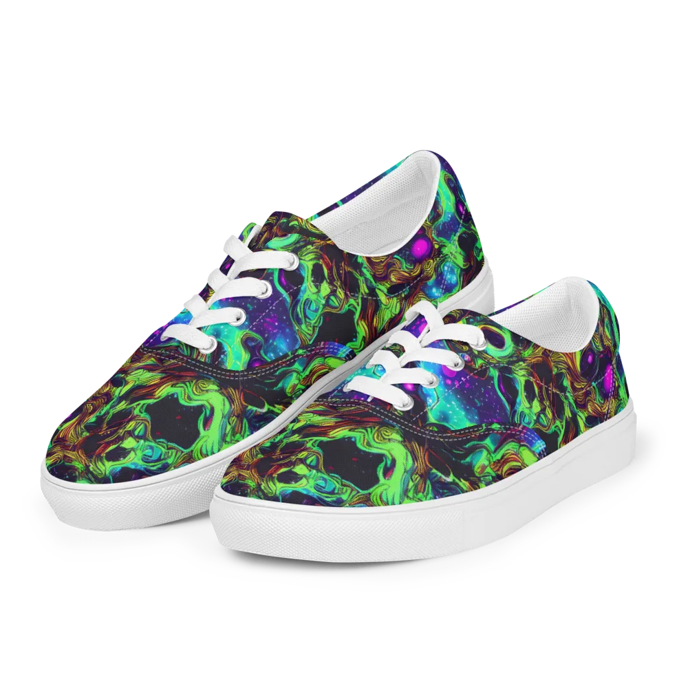 Acid Reef Reverie on Men's Lace-Up Canvas Shoes — Left Front