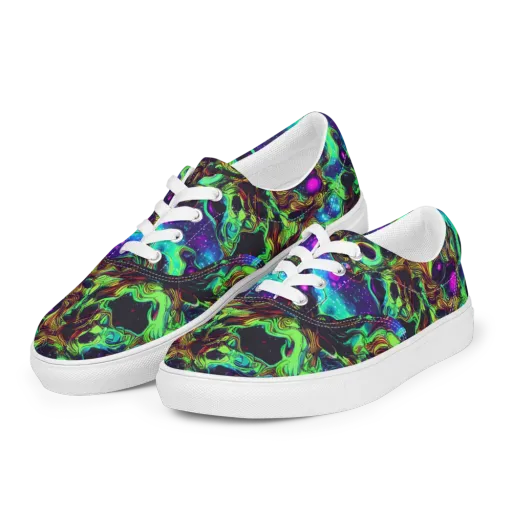 Acid Reef Reverie on a Men's Lace-Up Canvas Shoes