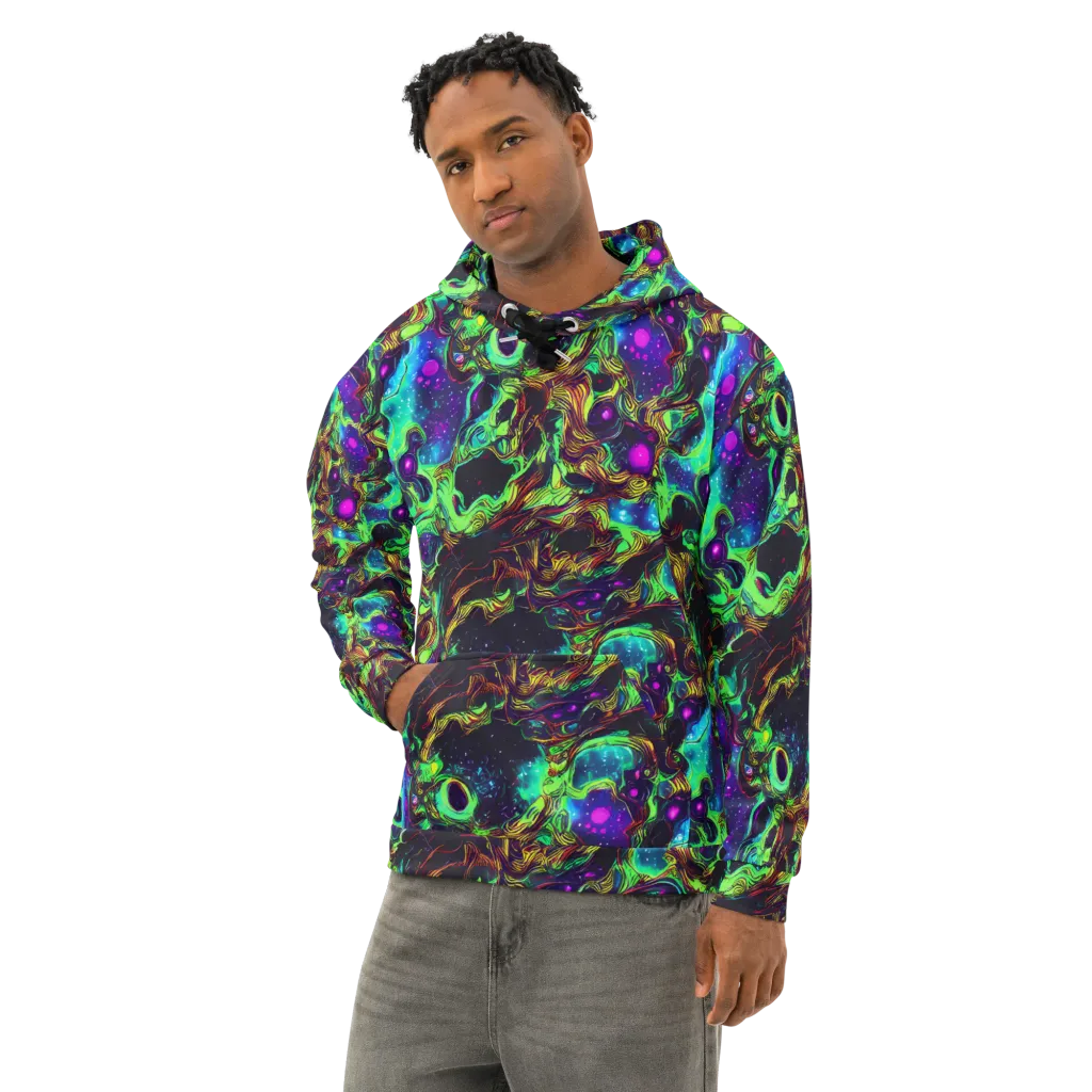 Acid Reef Reverie on Cotton Hoodie — Left Front