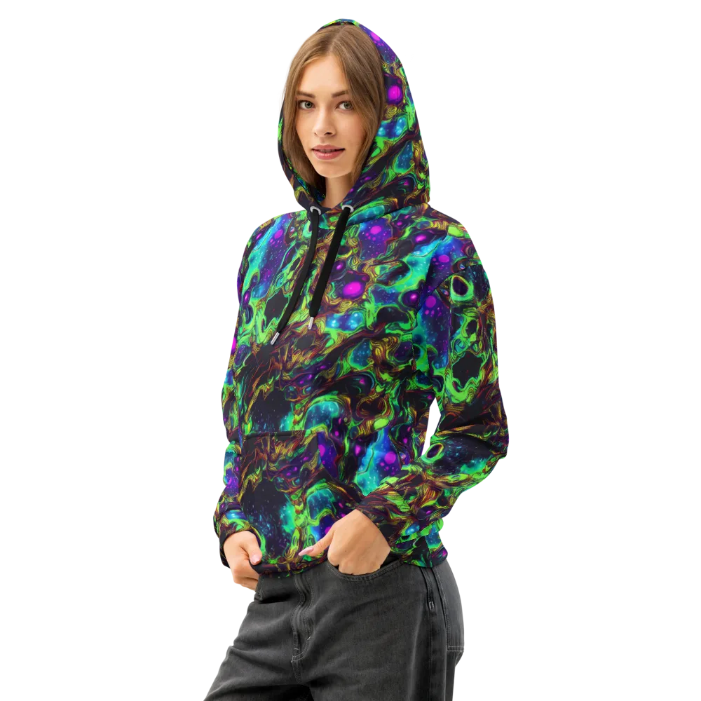 Acid Reef Reverie on Cotton Hoodie — Left Front