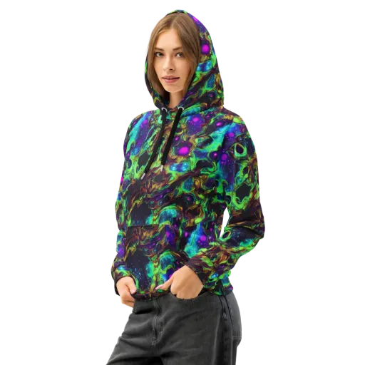 Acid Reef Reverie on a Cotton Hoodie