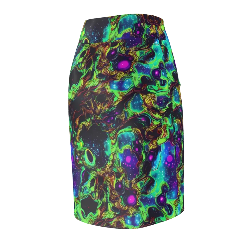Acid Reef Reverie on Pencil Skirt — Back Side