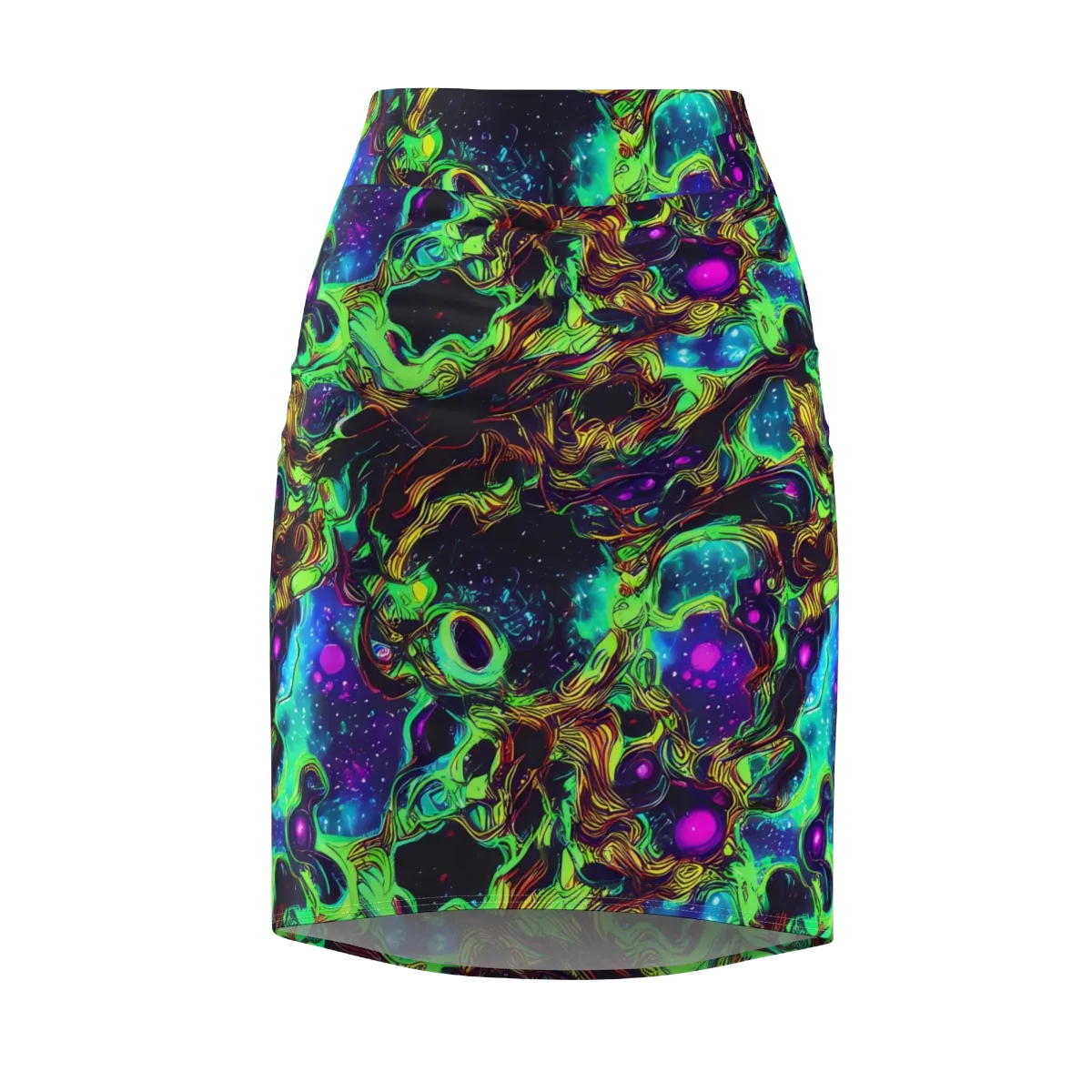 Acid Reef Reverie on Pencil Skirt — Front