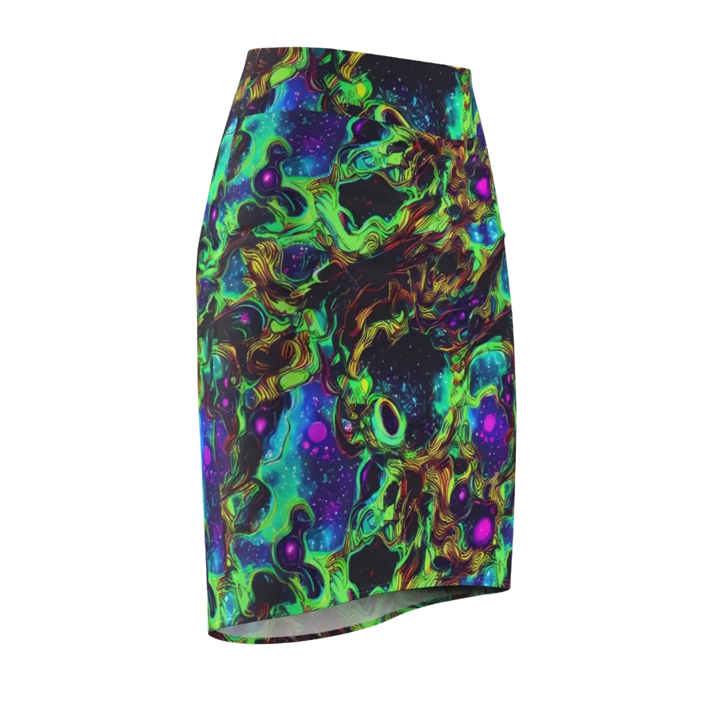 Acid Reef Reverie on Pencil Skirt — Front Side