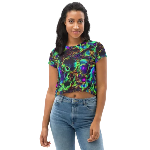 Acid Reef Reverie on a Crop Tee