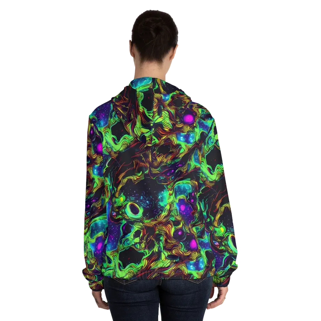 Acid Reef Reverie on Women's Full-Zip Hoodie — Back On Person