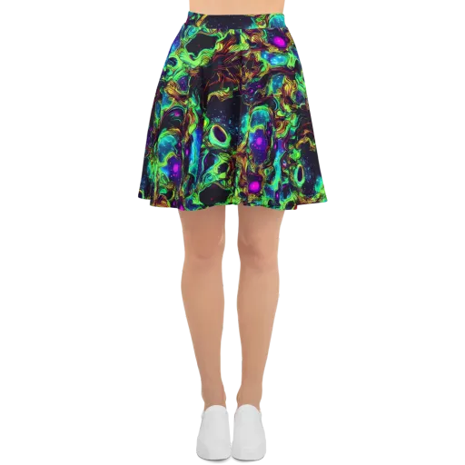 Acid Reef Reverie on a Skater Skirt