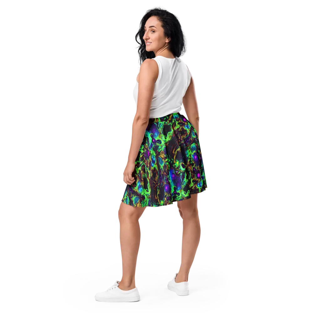 Acid Reef Reverie on Skater Skirt — Back