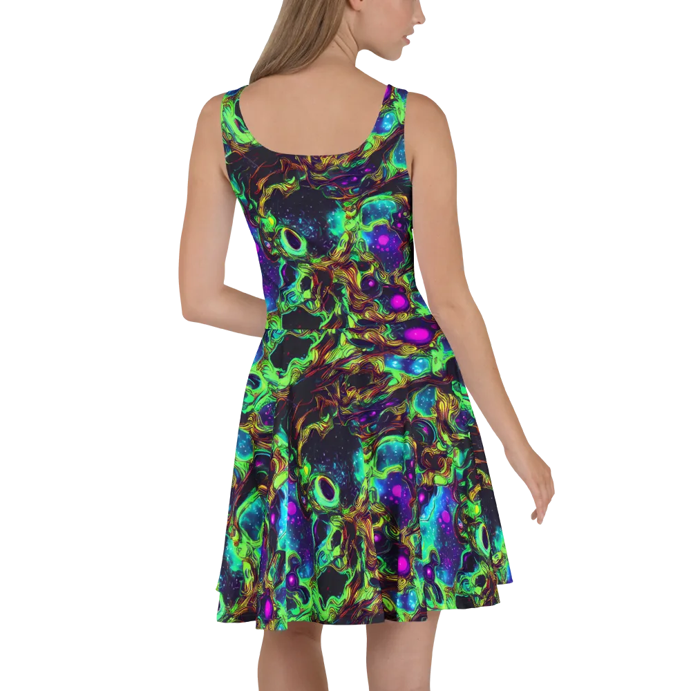 Acid Reef Reverie on Skater Dress — Back
