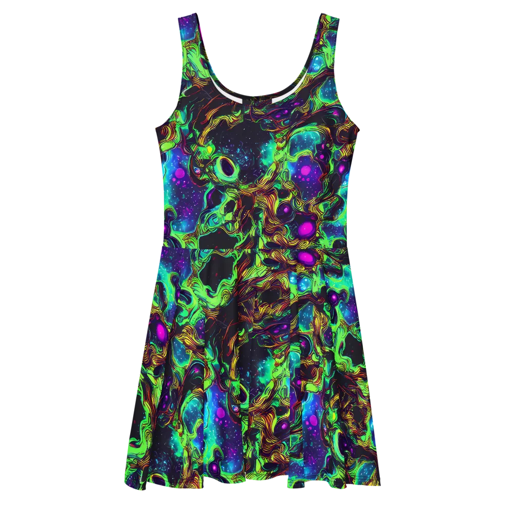Acid Reef Reverie on Skater Dress — Front