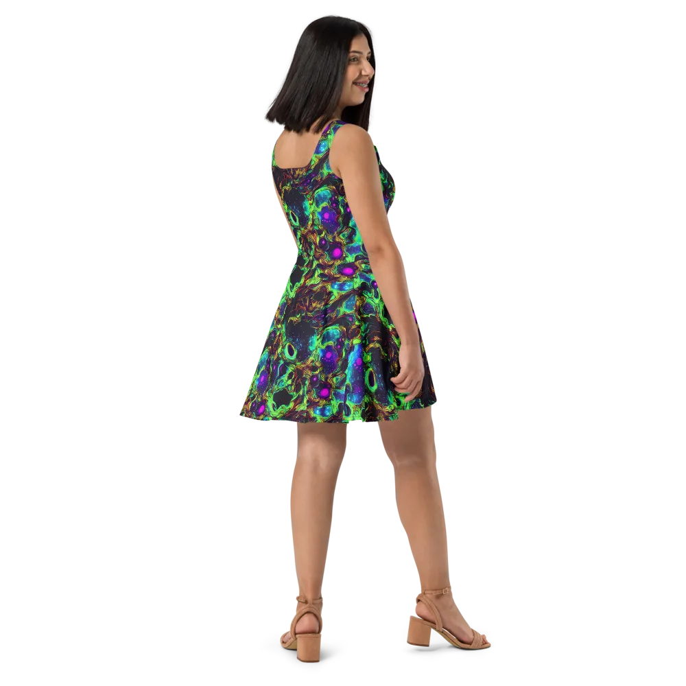 Acid Reef Reverie on Skater Dress — Right