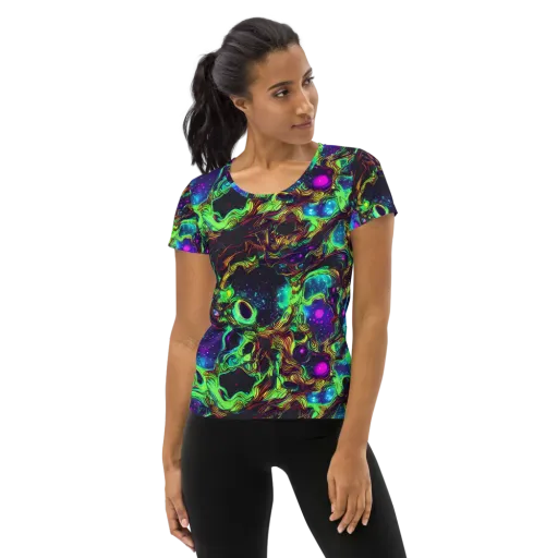 Acid Reef Reverie on a Women's Athletic T-Shirt