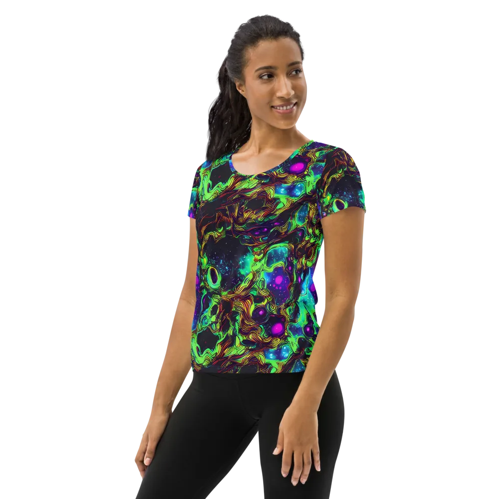 Acid Reef Reverie on Women's Athletic T-Shirt — Left