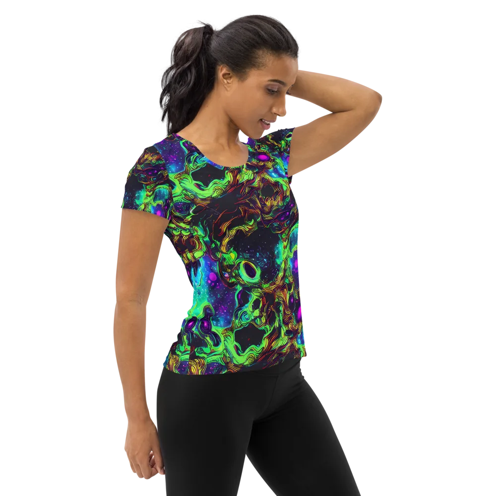 Acid Reef Reverie on Women's Athletic T-Shirt — Right
