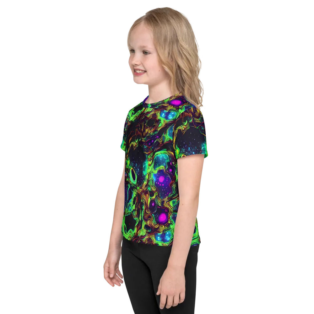 Acid Reef Reverie on Kids Crew Neck T-Shirt — Left