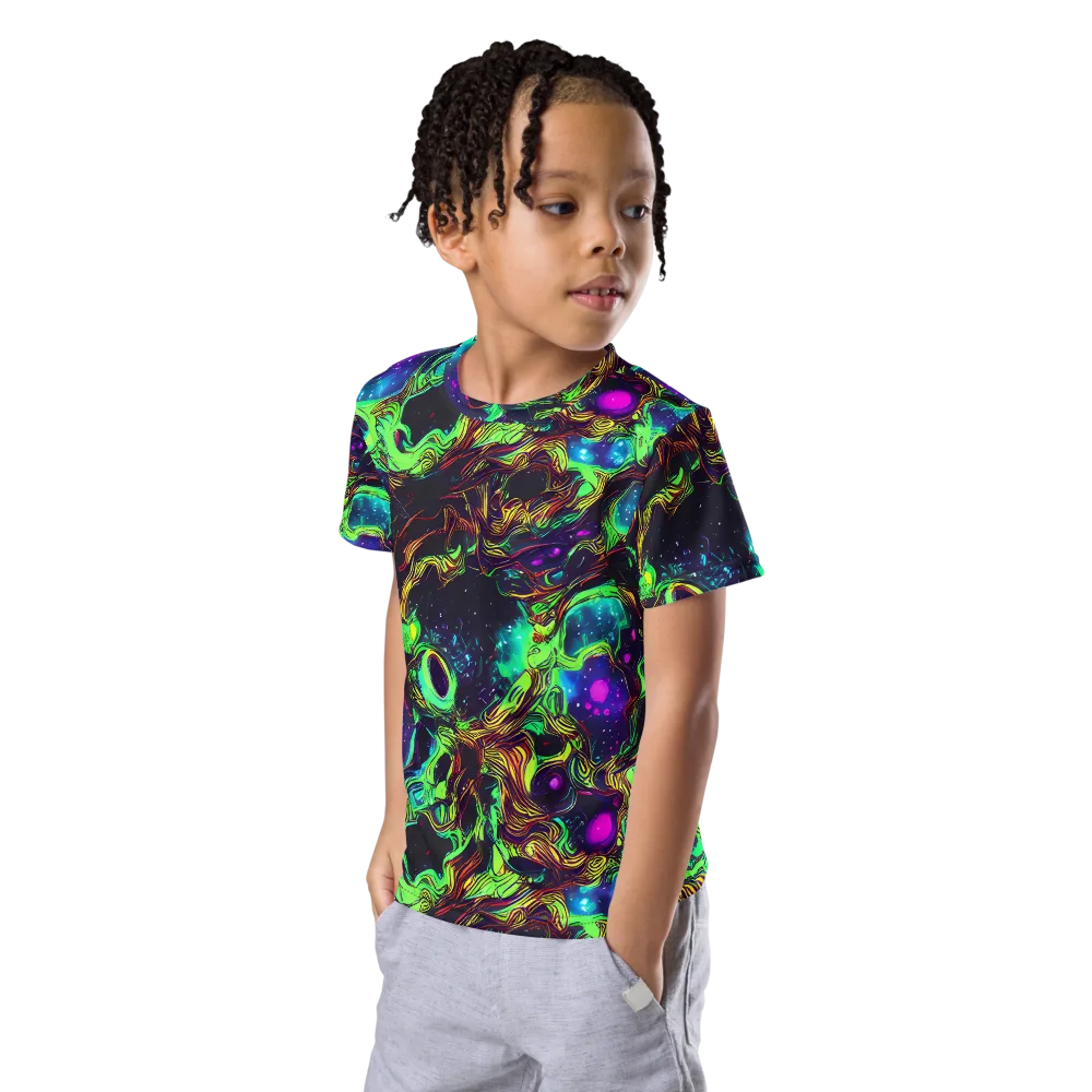 Acid Reef Reverie on Kids Crew Neck T-Shirt — Left Front