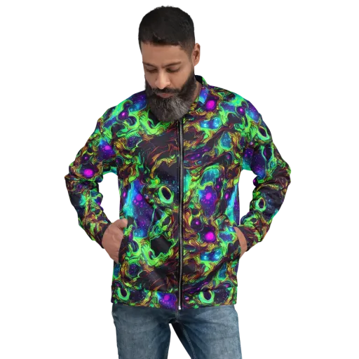 Acid Reef Reverie on a Bomber Jacket