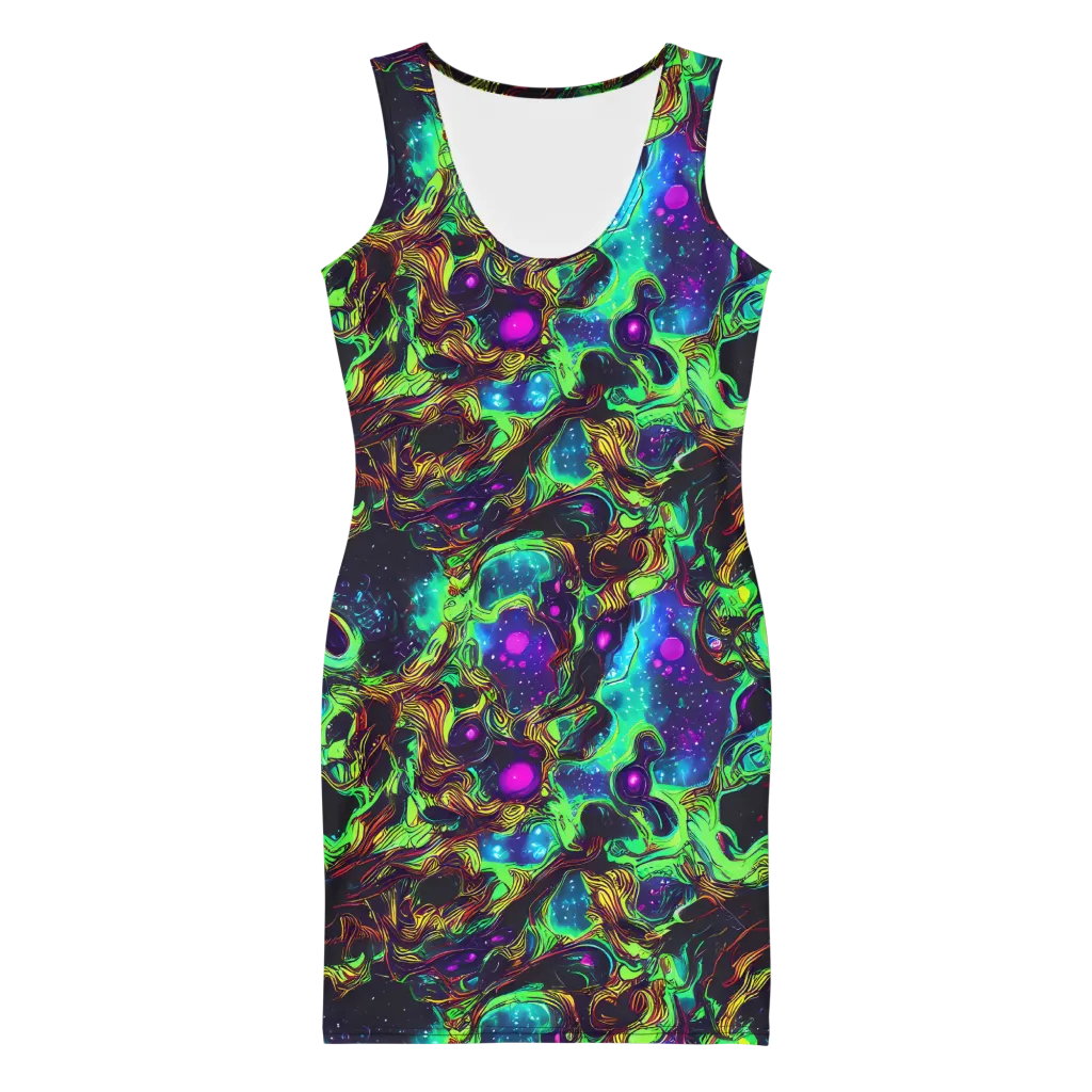 Acid Reef Reverie on Bodycon Dress — Front