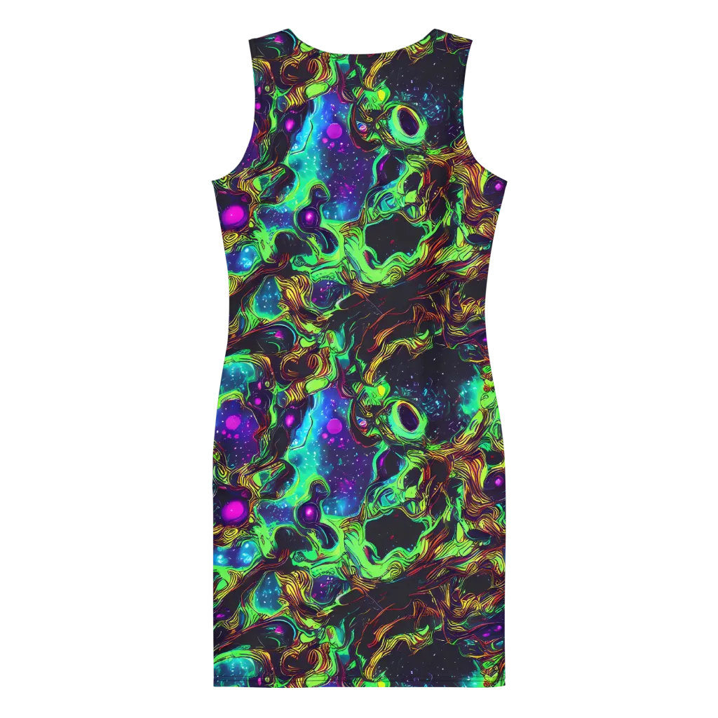 Acid Reef Reverie on Bodycon Dress — Back