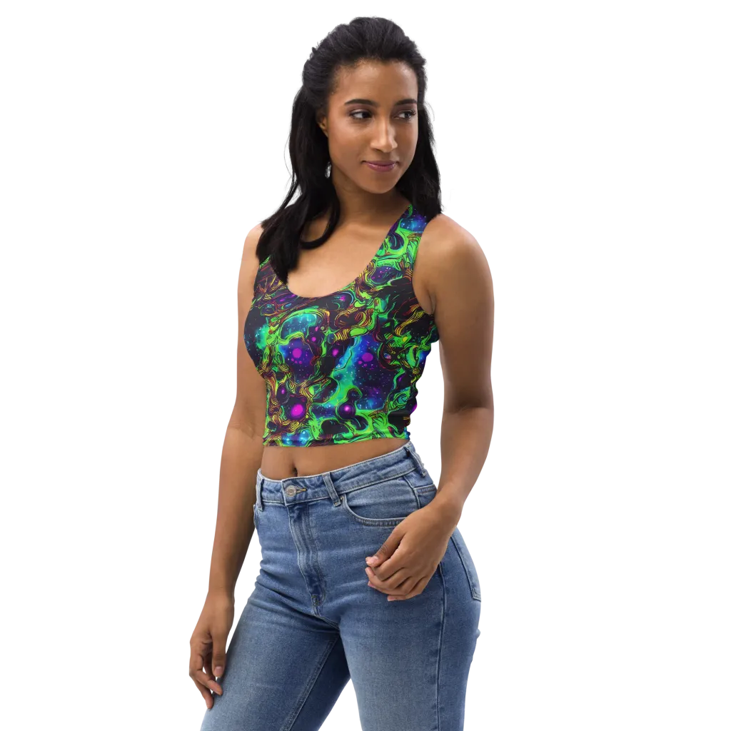 Acid Reef Reverie on Crop Top — Left Front
