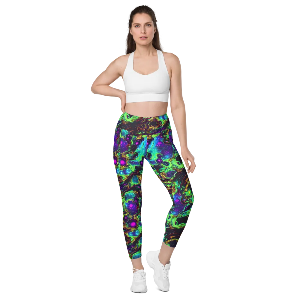 Acid Reef Reverie on Leggings with Pockets — Front