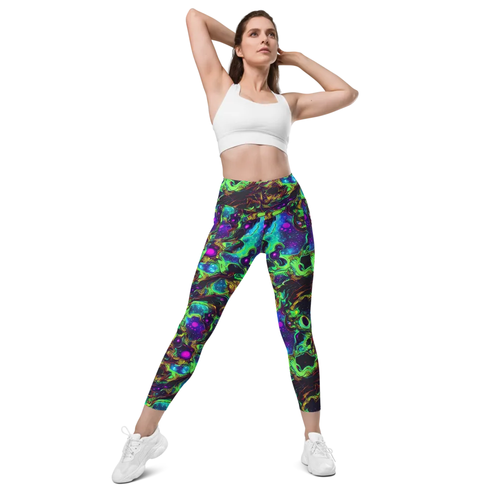 Acid Reef Reverie on Leggings with Pockets — Front