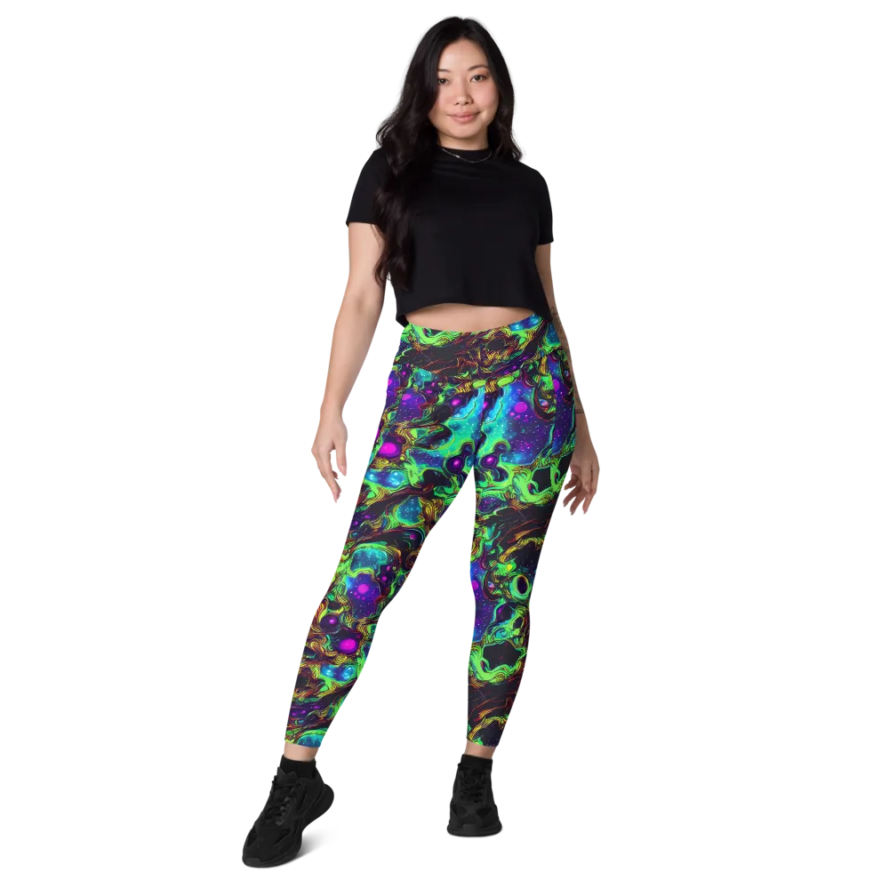 Acid Reef Reverie on Leggings with Pockets — Front
