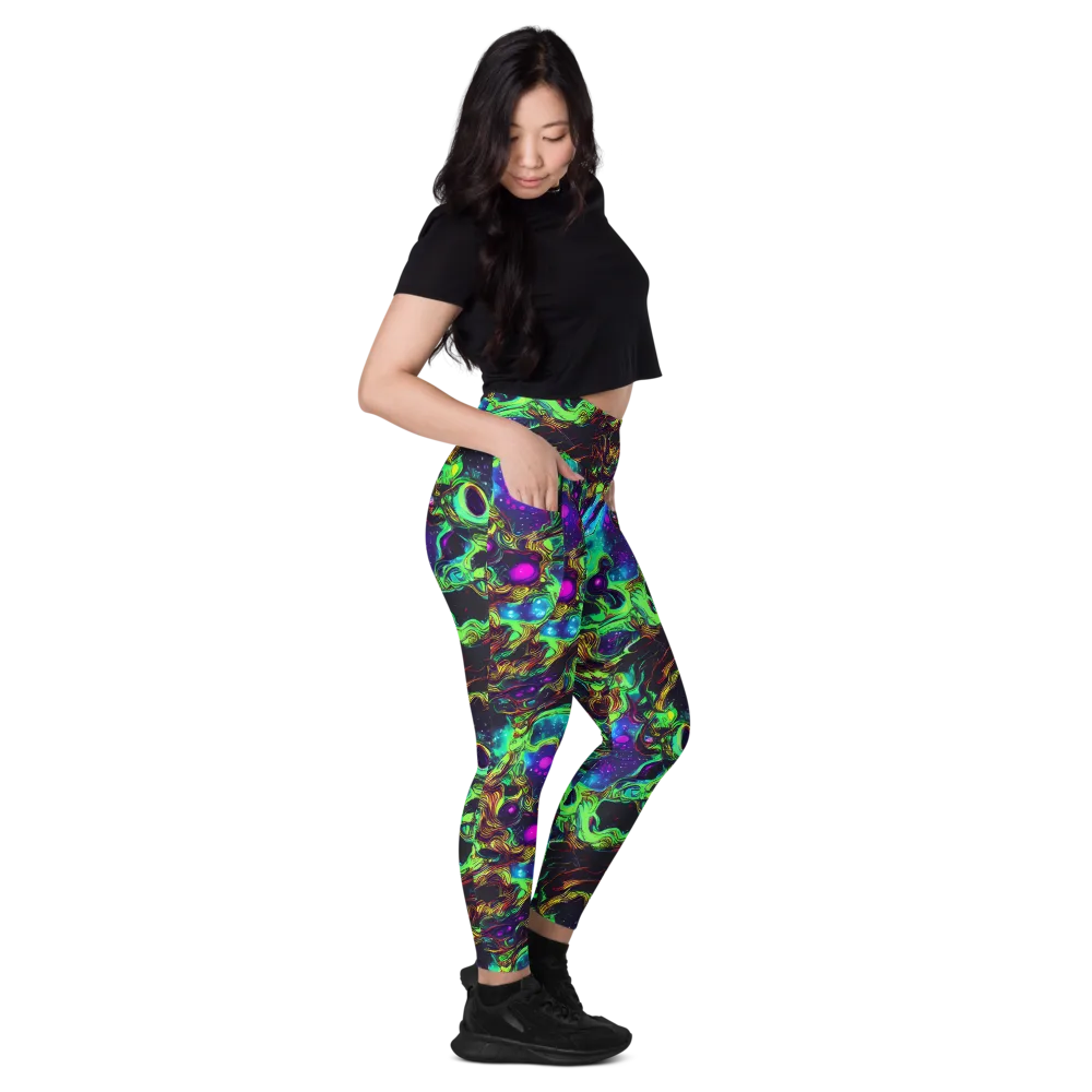 Acid Reef Reverie on Leggings with Pockets — Right