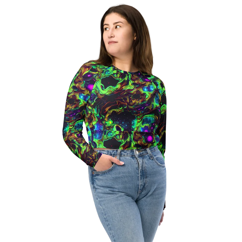 Acid Reef Reverie on Long Sleeve Crop Top — Front