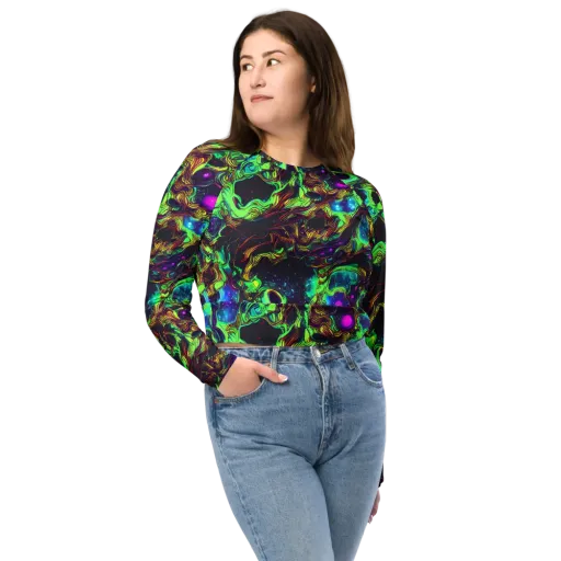 Acid Reef Reverie on a Long Sleeve Crop Top
