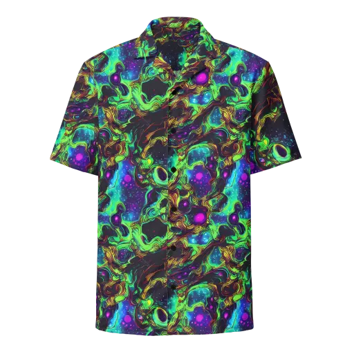 Acid Reef Reverie on a Button Shirt