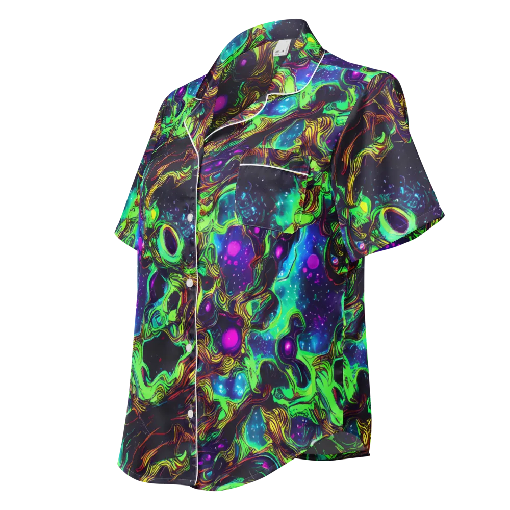 Acid Reef Reverie on Women's Short Sleeve Pajama Top — Left Front