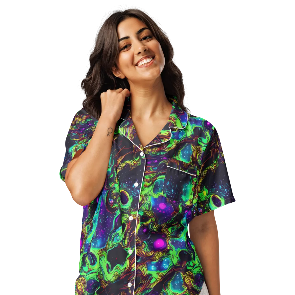 Acid Reef Reverie on Women's Short Sleeve Pajama Top — Front