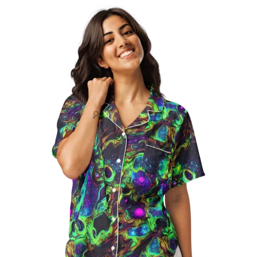 Acid Reef Reverie on a Women's Short Sleeve Pajama Top