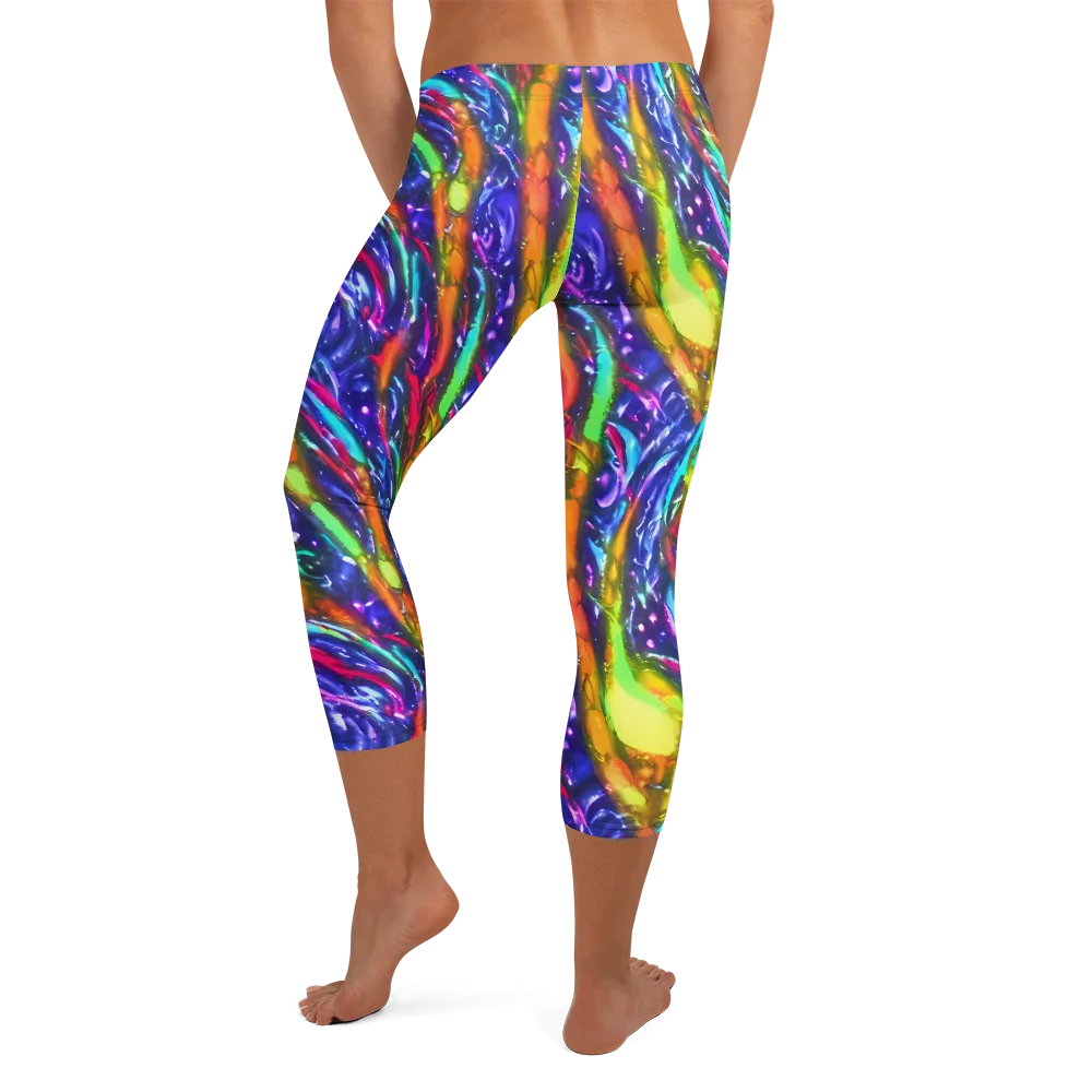 Electric Pour on Capri Leggings — Back