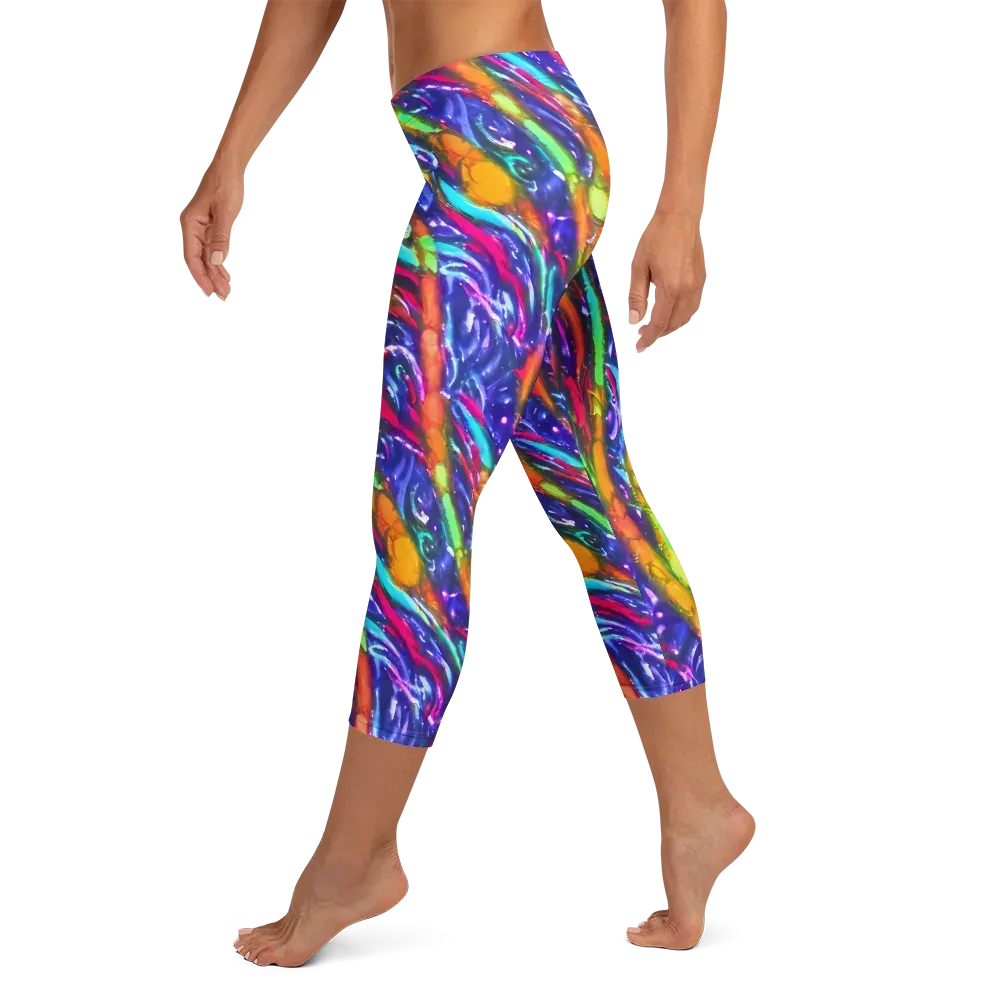 Electric Pour on Capri Leggings — Left