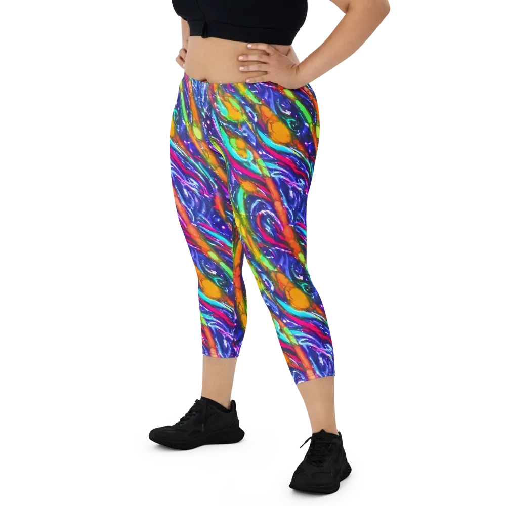 Electric Pour on Capri Leggings — Front