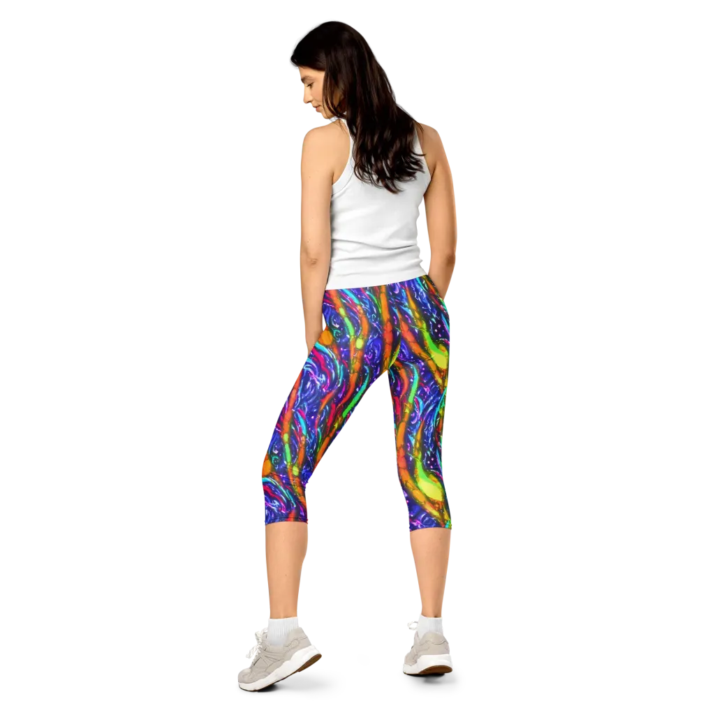 Electric Pour on Capri Leggings — Back