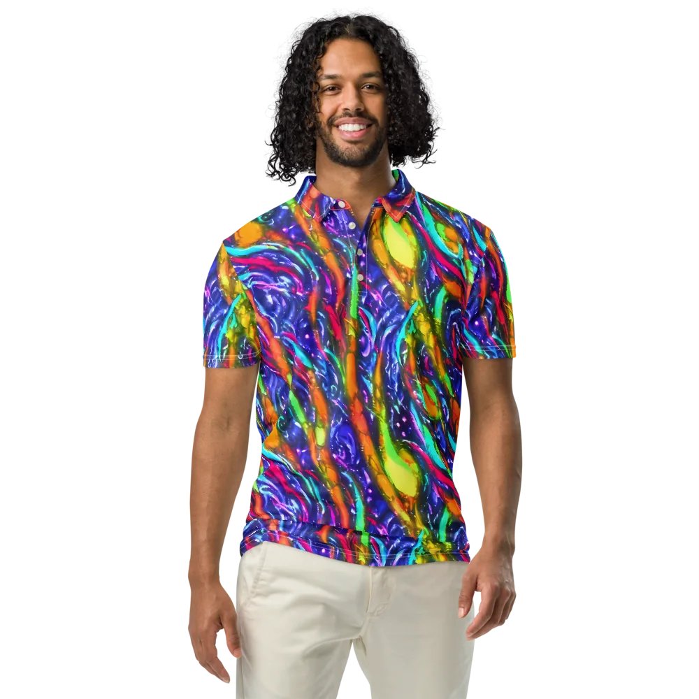 Electric Pour on Men's Slim Fit Polo Shirt — Front