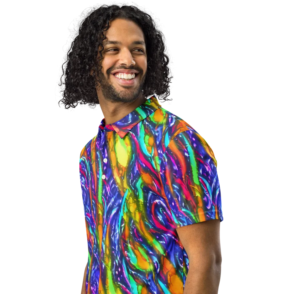 Electric Pour on Men's Slim Fit Polo Shirt — Left Front
