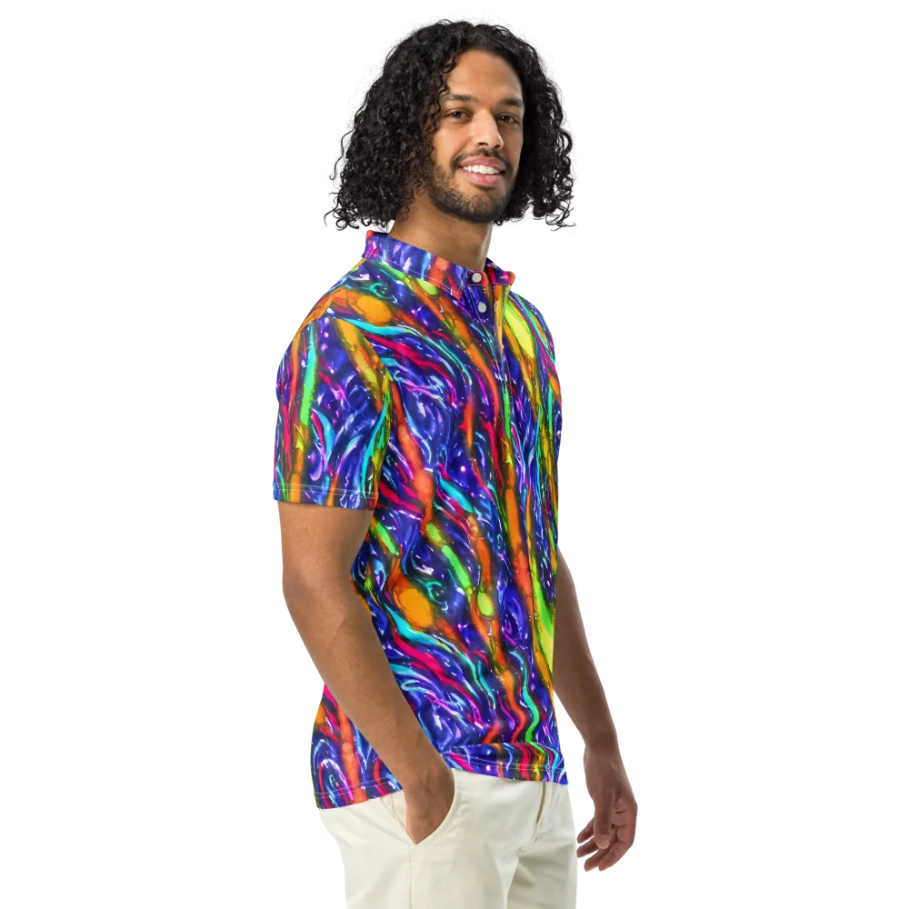 Electric Pour on Men's Slim Fit Polo Shirt — Right Front