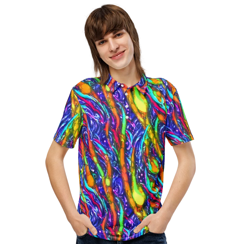Electric Pour on Men's Slim Fit Polo Shirt — Front