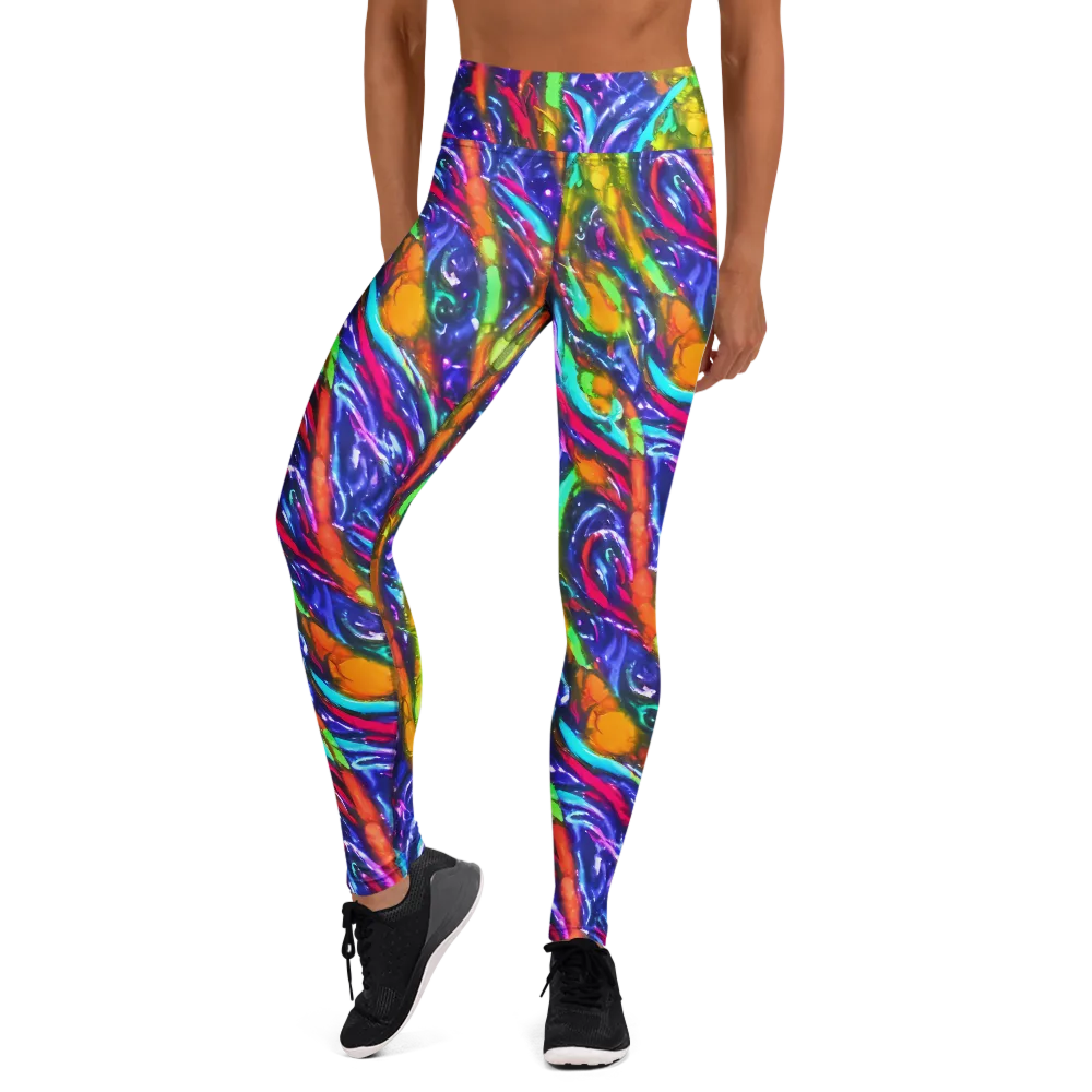 Electric Pour on Yoga Leggings — Front