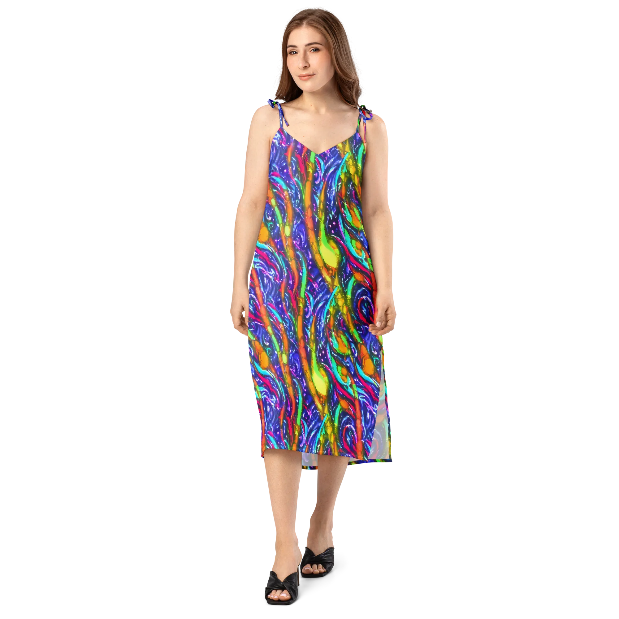 Electric Pour on Slip Dress — Front