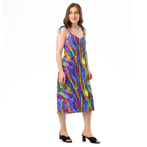 Electric Pour on a Slip Dress