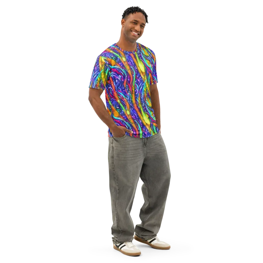 Electric Pour on Men's Cotton Crew Neck T-Shirt — Right Front