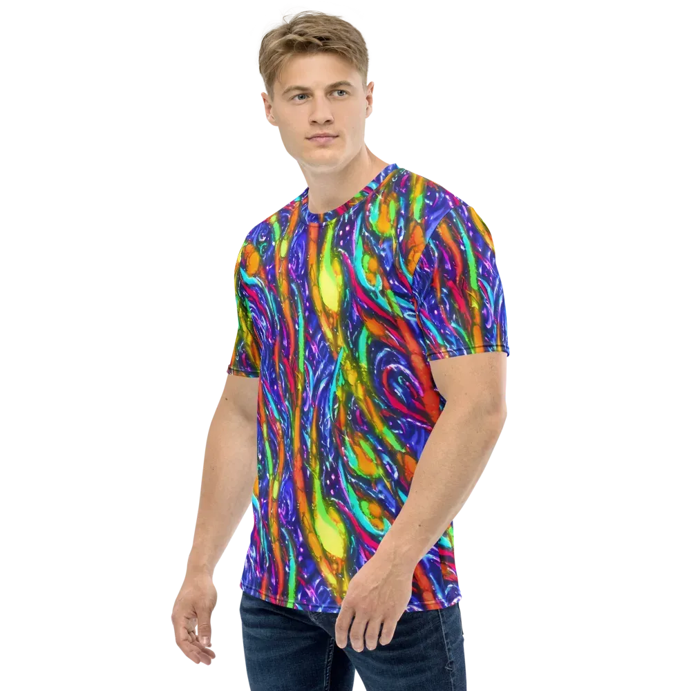 Electric Pour on Men's Crew Neck T-Shirt — Left