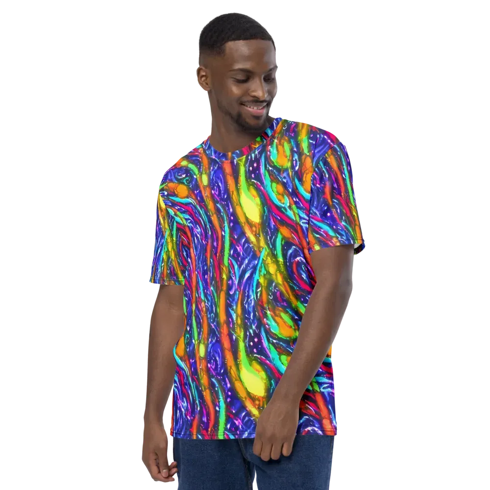 Electric Pour on Men's Crew Neck T-Shirt — Left