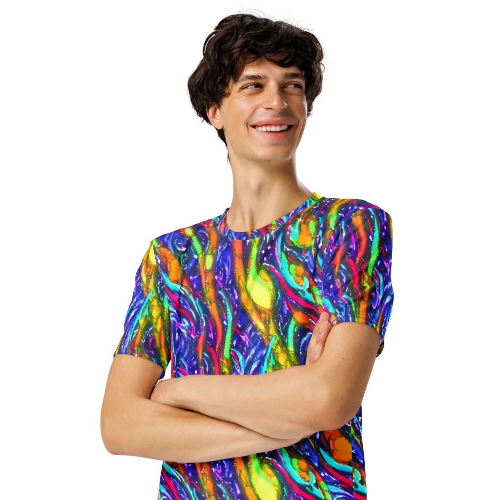 Electric Pour on Men's Crew Neck T-Shirt — Left Front